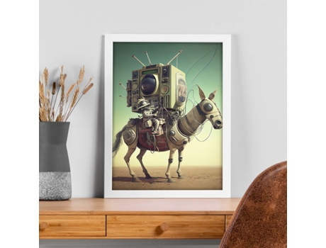 NACNIC Poster Burro Moderno En Estilo Surrealismo Cinematográfico Ilustraciones Y Grabados De Historieta Abstracta Y Artística A4 Marcos Blancos