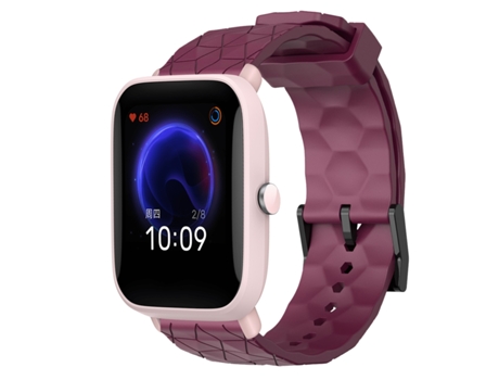 Correa de reloj inteligente para Amazfit Pop Pro 20 mm Patrón de fútbol Correa de silicona de color sólido (rojo vino)
