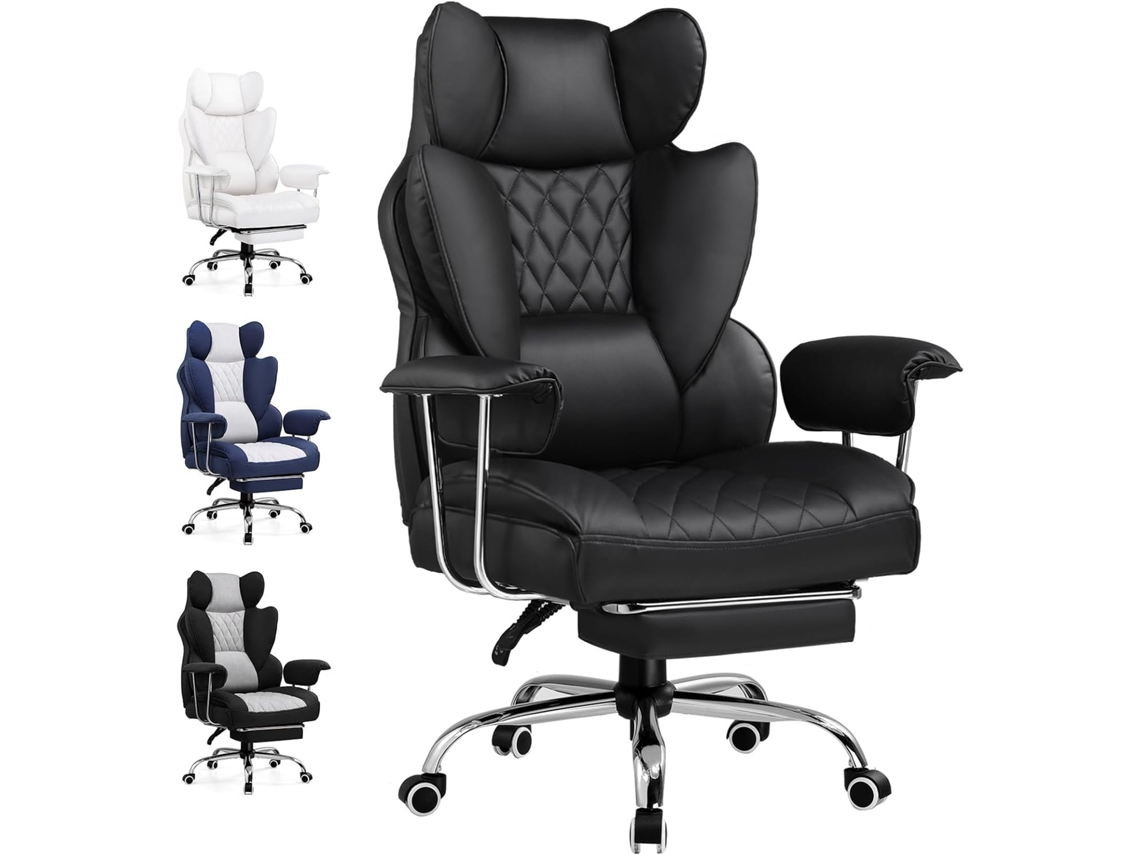 Silla GTPLAYER para Juegos, Silla de Oficina Con Soporte Lumbar de Resortes Ensacados, CóModa para Computadora con Reposabrazos y Reposapiés Negro