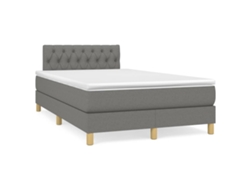 Cama Box Spring Con Colchón Tela Gris Oscuro 120x190 Cm