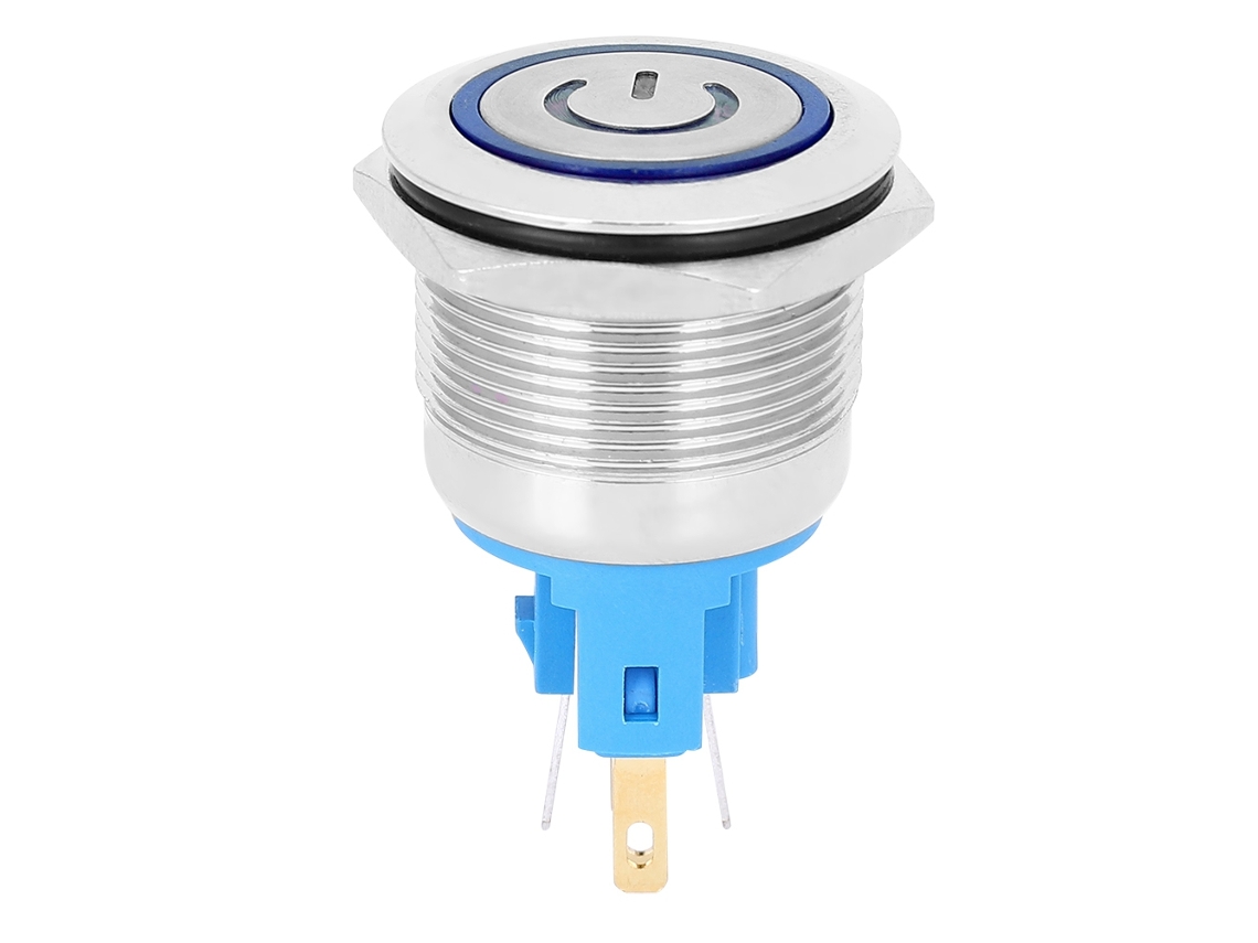 2 Unidades De Botón Pulsador De Reinicio De 6 Pines Ip65 Dc12-24v De Acero Inoxidable De 22 Mm Con Señal