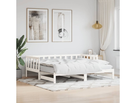 MAISON EXCLUSIVE Cama Nido Madera Maciza de Pino Metal Blanco (90x190cm)