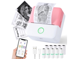 La impresora térmica portátil Siurn incluye 10 rollos de papel y es compatible con iOS y Android.