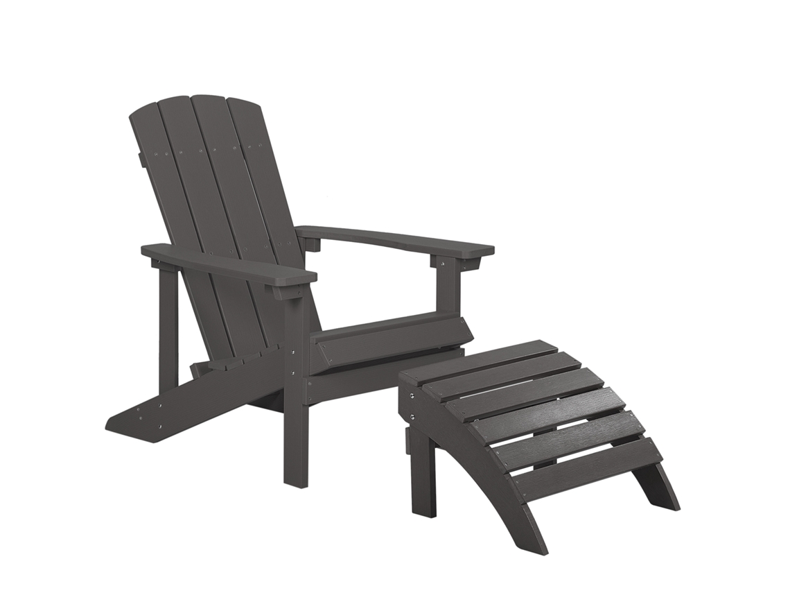 Silla con reposapiés BELIANI Adirondack de Madera plástica Gris 75x88x88