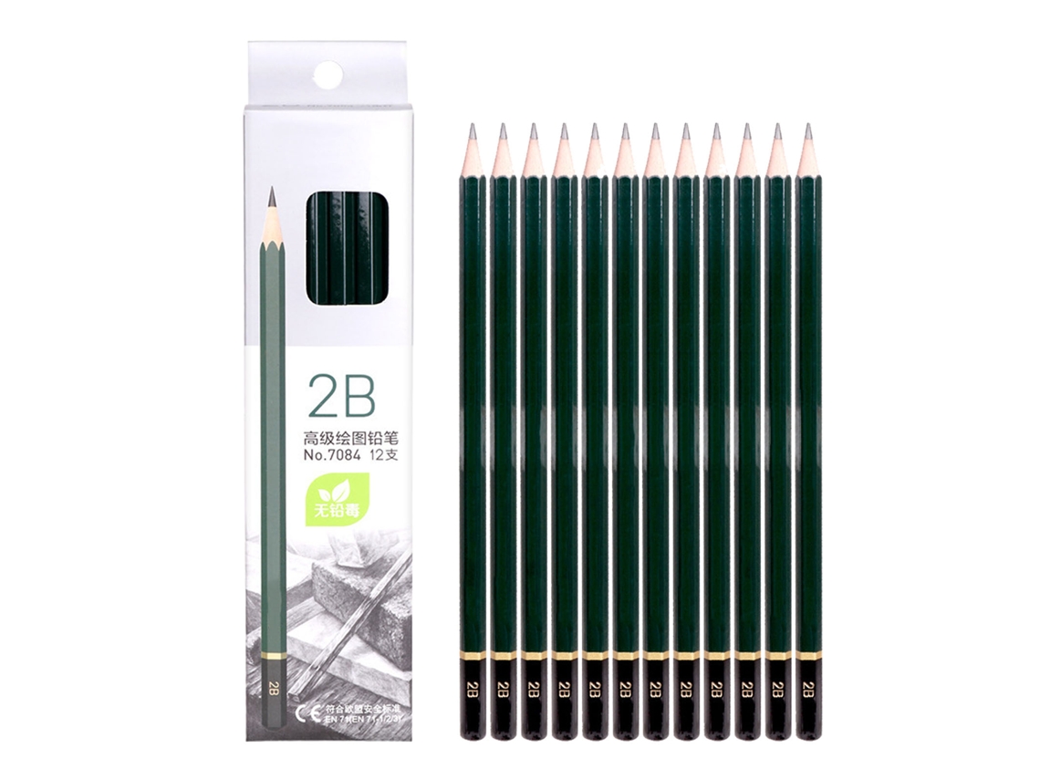 Juego De 12 Lápices De Grafito 2b Para Escribir, Dibujar Y Dibujar, Para Estudiantes, Principiantes Y Artistas.