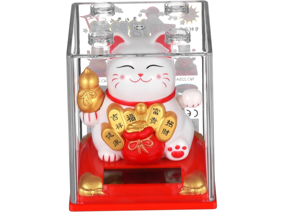 Figura Decorativa De Gato Solar Con Brazos Ondeando, Adorno Tradicional Chino.