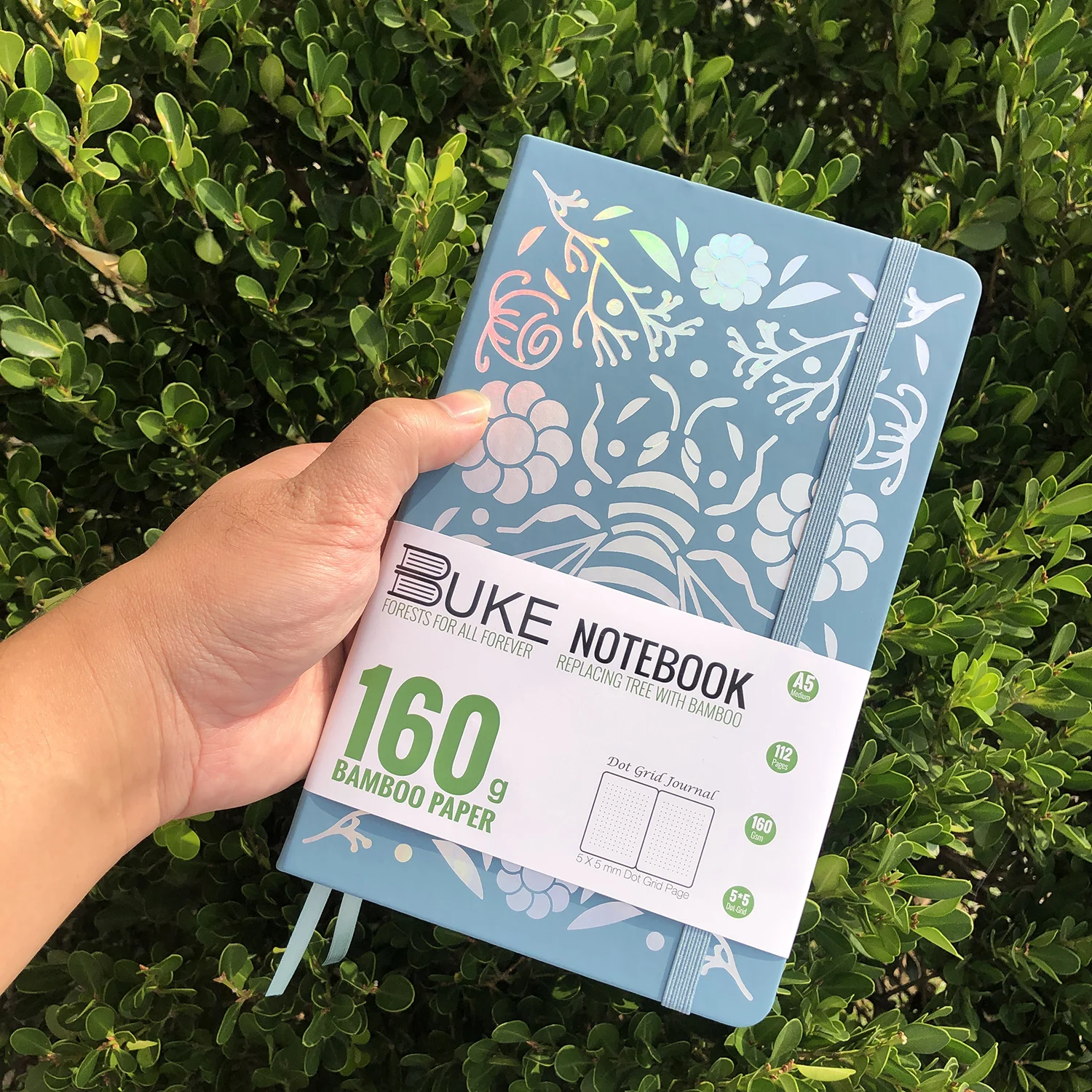 Cuaderno (azul), Papel Blanco Engrosado De Pulpa De Bambú De 160 G/m², 112 Páginas, Matriz De Puntos De 5 X 5 Mm.