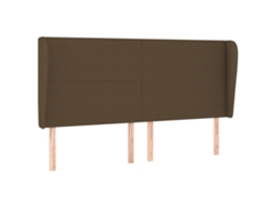 Maison Exclusive - Cabecero Con Orejas De Tela Marrón Oscuro 203x23x118/128 Cm