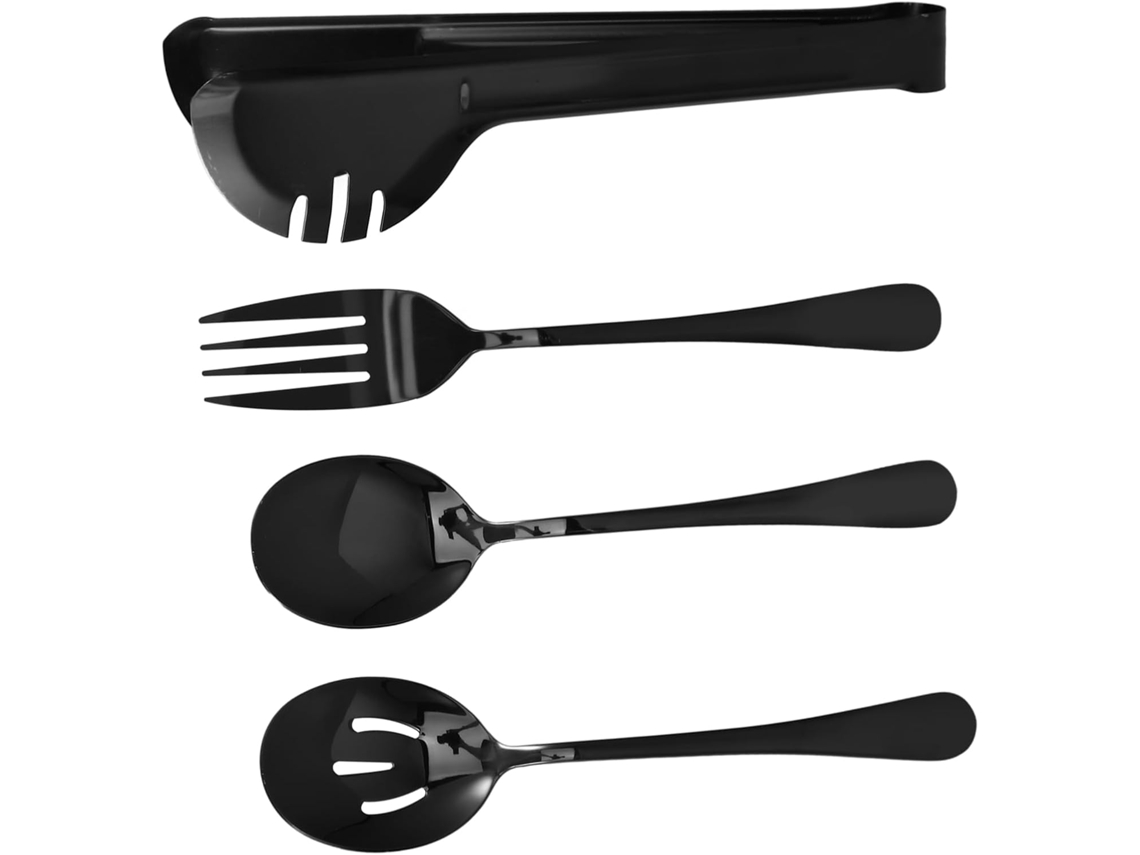 Cubiertos portátiles de acero inoxidable Gokoco para buffet y servicio de mesa, cuchara y tenedor