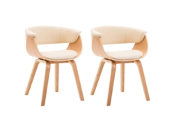 Maison Exclusive - Sillas De Comedor 2 Uds Madera Curvada Y Cuero Sintético Crema