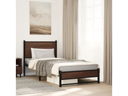 Estructura De Cama Sin Colchón Metal Marrón Roble 80x200 Cm