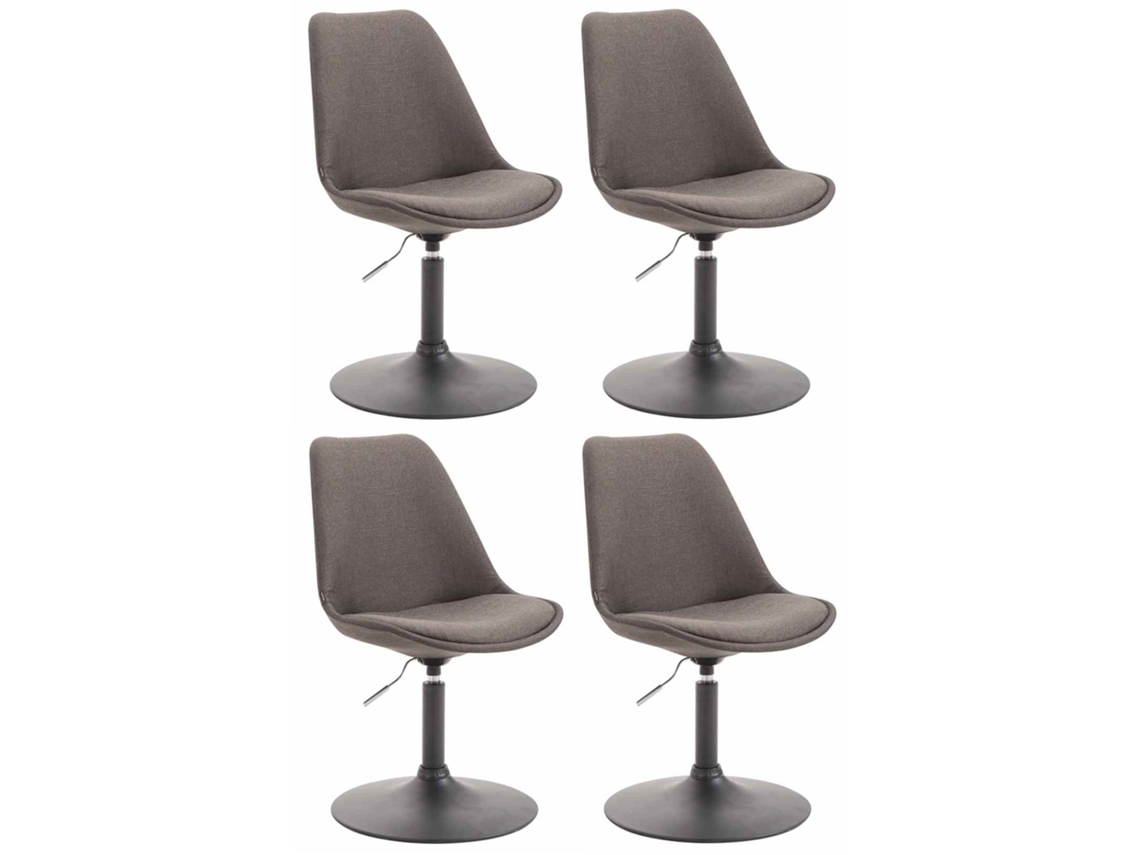 Juego de 4 sillas de comedor en tela CLP Maverick gris oscuro/negro
