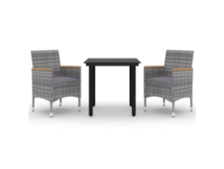 Maison Exclusive - Set Comedor De Jardín 3 Pzas Y Cojines Ratán Sintético Y Vidrio
