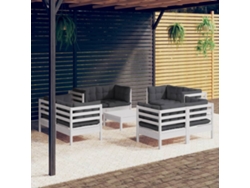 Conjunto de jardín de 9 piezas con cojines de pino antracita DKD Home Decor