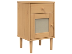 Maison Exclusive - Mesita Noche Senja Aspecto Ratán Madera Pino Marrón 40x35x65 Cm