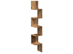 Estante de pared de esquina de madera reciclada, madera vieja, MAISON EXCLUSIVE (100x18x53 cm)