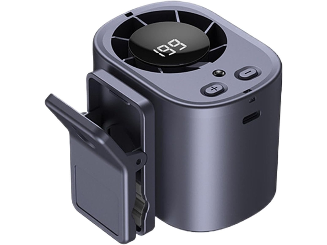 Ventilador De Banda Portátil Henten Home Con Pantalla Digital Y 199 Niveles De Velocidad Ajustables - Gris