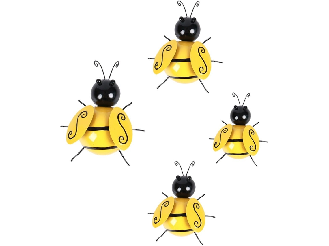 Elegante Conjunto 4 Abejas Amarillas Decorativas Estilo Artístico Motivos Naturales Creativos Ideales