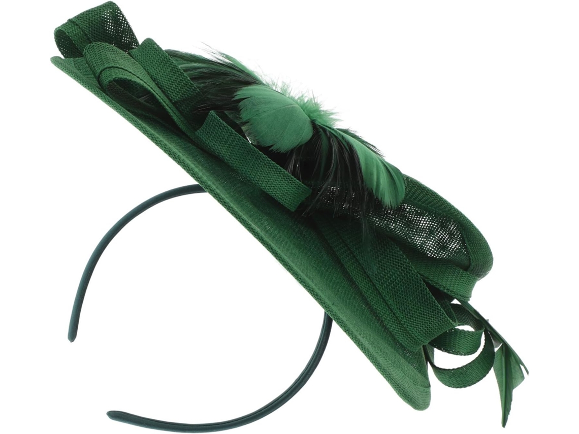 Sy Serrage-tête Bibi Verde Pour Mujer Plume En Lin Artificiel Y Polyester, Ligero Élégant,