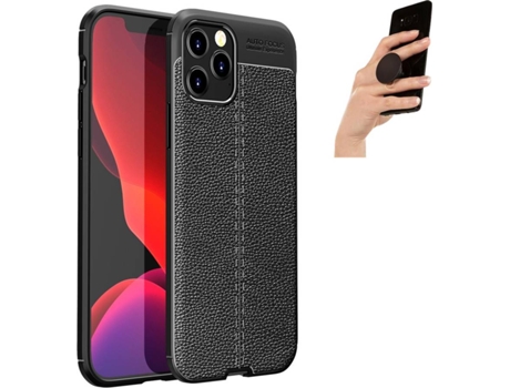 Carcasa + Popsocket iPhone 12 Pro Max Rugged Leather Negro