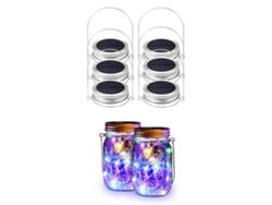 Rebe-luces De Jarrón De Cristal Solar Con Tapa 20 Led Luces Hilo De Hadas 6 Piezas Con 6 Colgantes Para Decoración Exterior Sin Jarrones