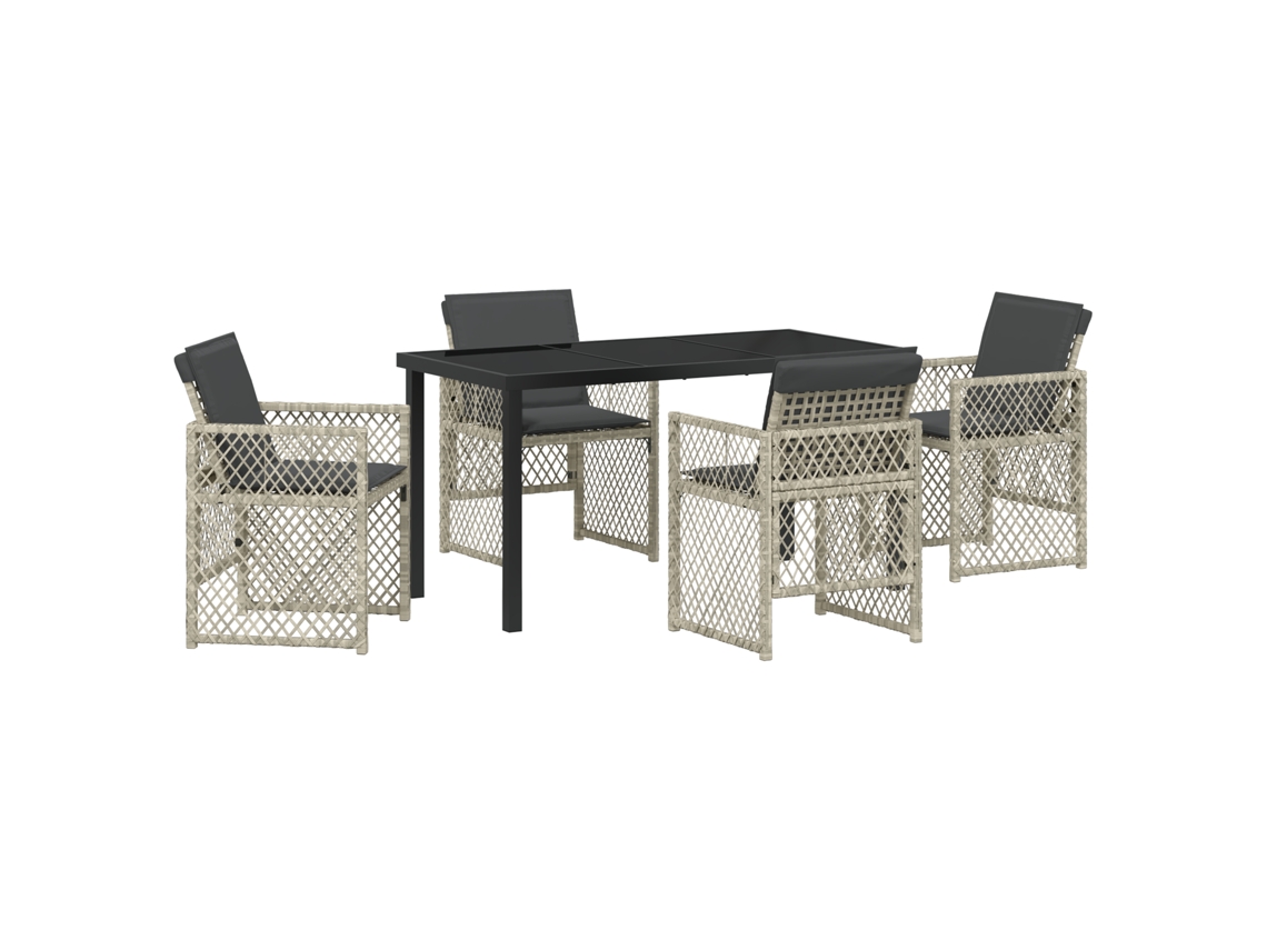 Conjunto 5 De Comedor De Jardín Con Cojines Vidaxl Gris Claro