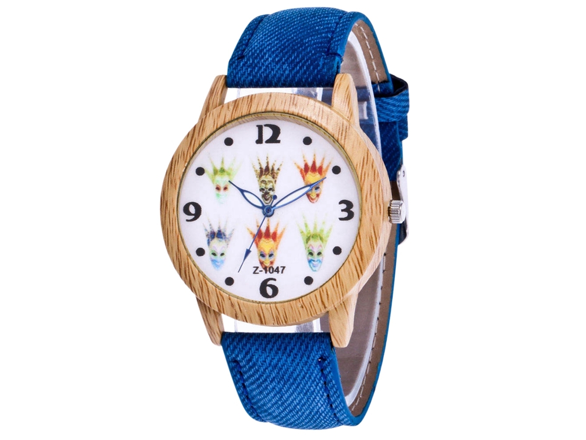 Reloj Casual De Cuarzo Unisex Con Correa De Denim Zhoulianfa (negro)
