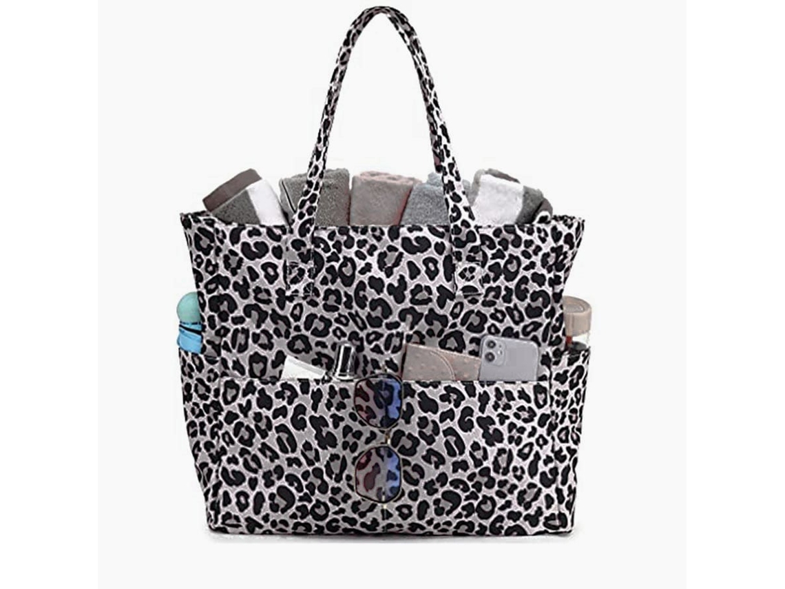 Bolso Tote A Rayas - Bolso De Mujer De Gran Capacidad - Bolso De Viaje - Estampado De Leopardo