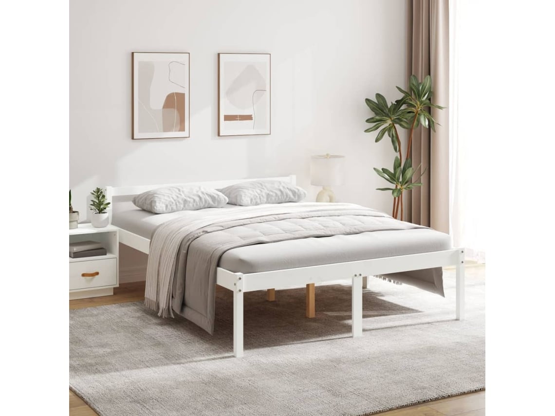 Cama Senior De Matrimonio Sin Colchón Blanco 150x200 Cm