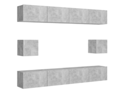 Conjunto de 6 muebles de TV de madera gris cemento EXCLUSIVO DE LA CASA