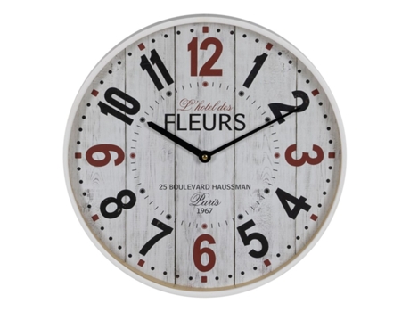 Reloj de Pared Blanco Madera Cristal 40 x 40 x 4,5 cm BIGBUY HOME