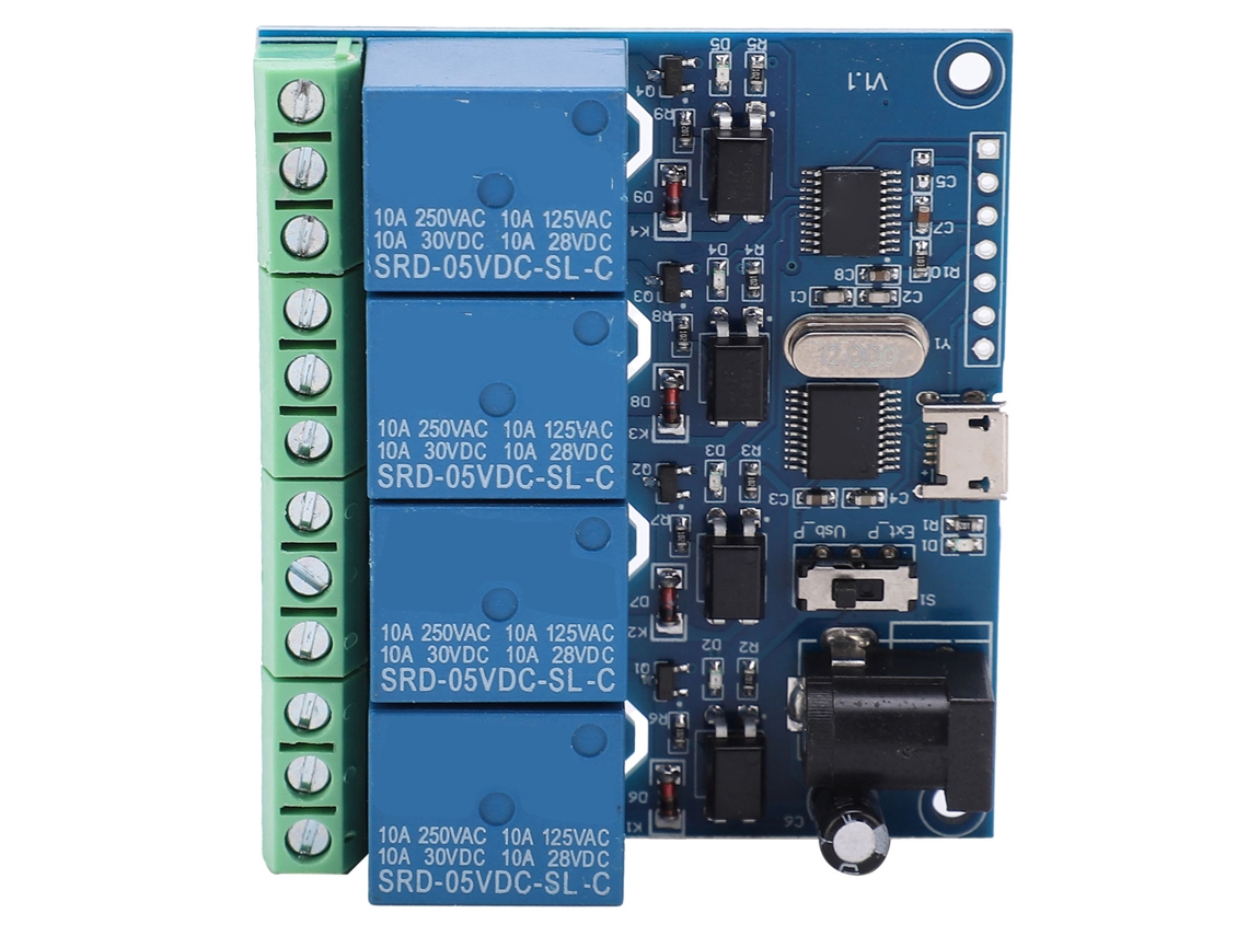 Módulo De Relé De 4 Canales Dc5v Controlado Por Usb Tarjeta De Relé De Alto Rendimiento Lcus-4