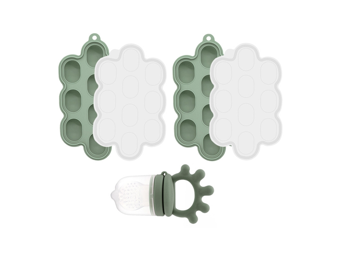 Set Alimentador Bebé Chrui 6+ Meses Con Molde Polo Silicone Suave (verde Militar)