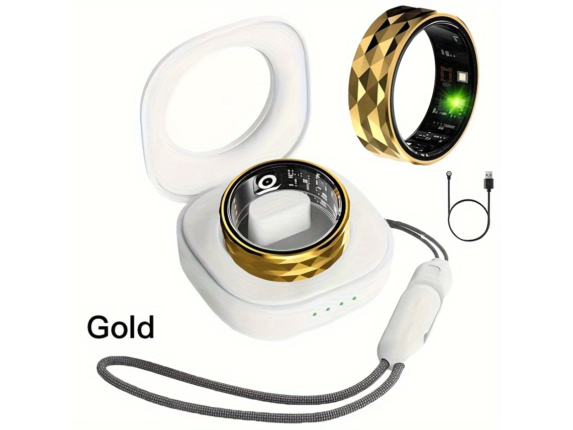 Anillo inteligente Gertiz para seguimiento de ejercicio, pasos, distancia, calorías y sueño, dorado 12