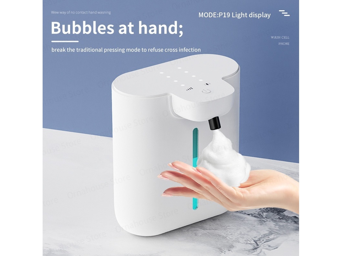 Dispensador de jabón automático 500 ml recargable por USB, sin contacto, montaje en pared MDUG