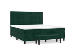 Maison Exclusive - Cama Box Spring Con Colchón Terciopelo Verde Oscuro 180x200 Cm