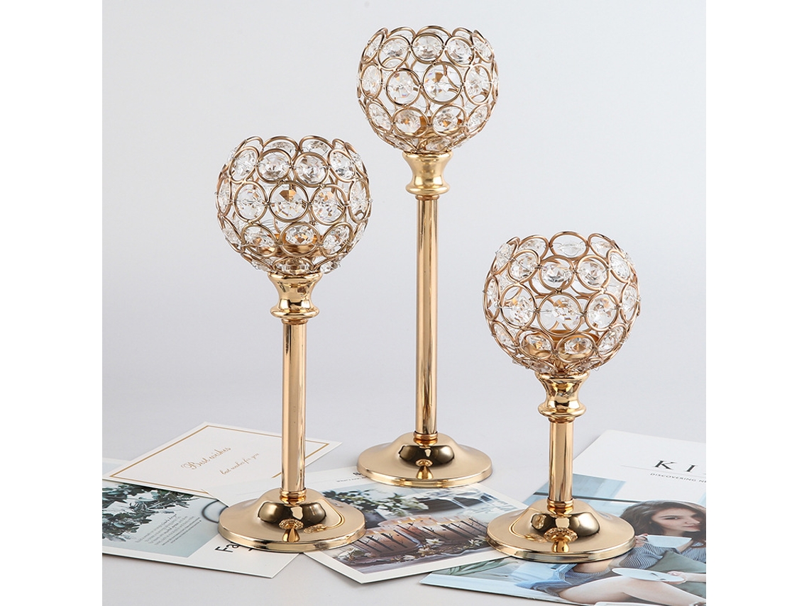 Porta Velas Europeo Mini Cristal Metal Adorno Creativo Decoración De Boda Y Hogar