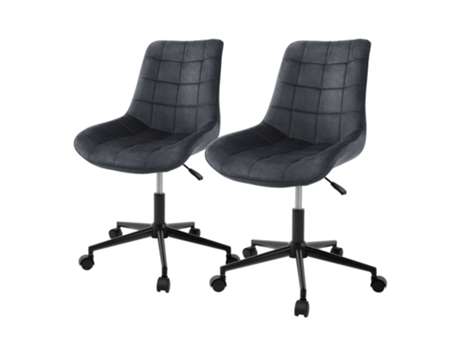 2x Silla de oficina, ergonómico de terciopelo negro con ruedas ML-DESIGN