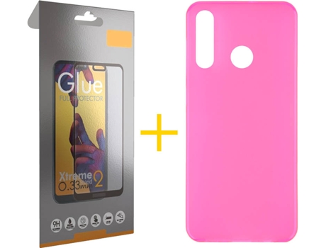 Kit Funda + Protector de Pantalla Huawei P40 Lite-E SKYHE Cristal Templado 7592 Rosa
