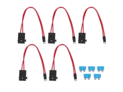 5 Mini Portafusibles Para Coche De 20 A Y 16 Awg Con Extensión De Cable Y 5 Fusibles Atm