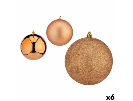 Set de Bolas de Navidad Cobre Plástico 12 x 13 x 12 cm (6 Unidades)