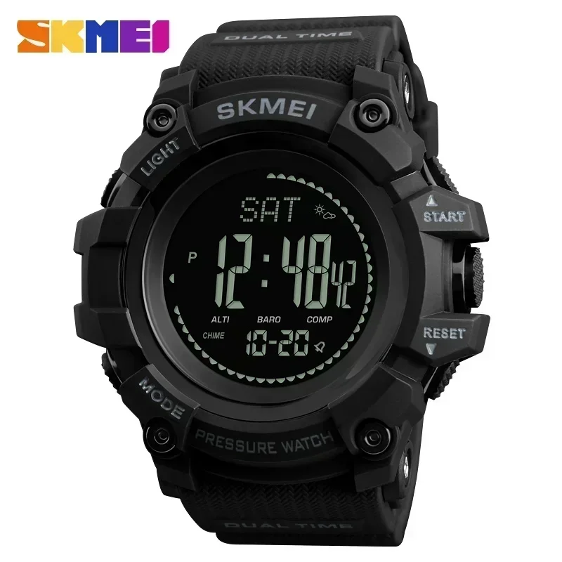 Reloj Deportivo Digital Para Hombre (negro) Con Brújula Antiestrés, Altímetro, Monitor Meteorológico Y Resistente Al Agua.