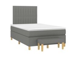 Cama Box Spring Con Colchón Tela Gris Oscuro 120x190 Cm