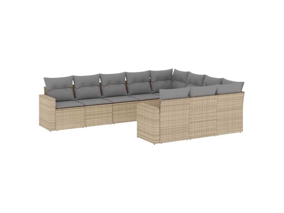 Maison Exclusive - Juego De Sofás Jardín Con Cojines Beige 10 Pzas Ratán Sintético