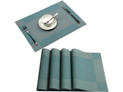 Rebe-tapete De Mesa Tejido Azul Crossweave De Vinilo Antideslizante Aislante Lavable Set De 4