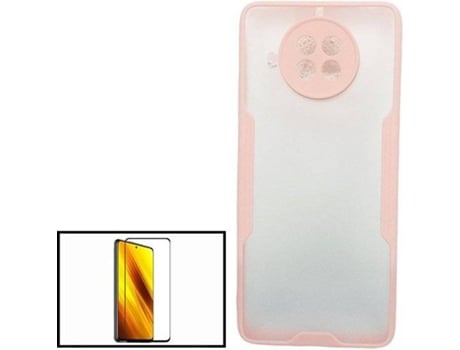 Kit Protector de Pantalla de Vidrio Templado + Carcasa Xiaomi Mi 10T Lite 5G PHONECARE Bumper Rosa / Transparente