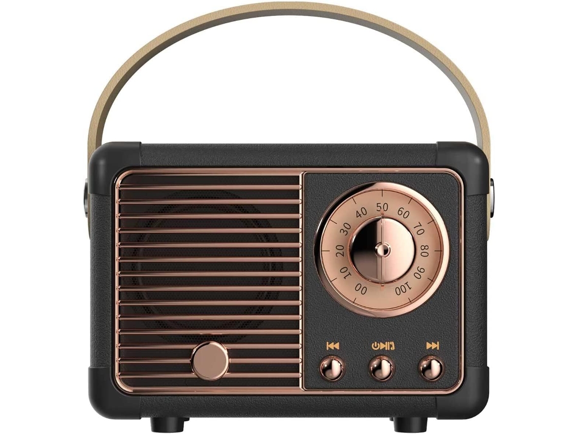 Altavoz Bluetooth portátil retro Digitallab, sonido HiFi de 360° para dormitorio y oficina, color negro