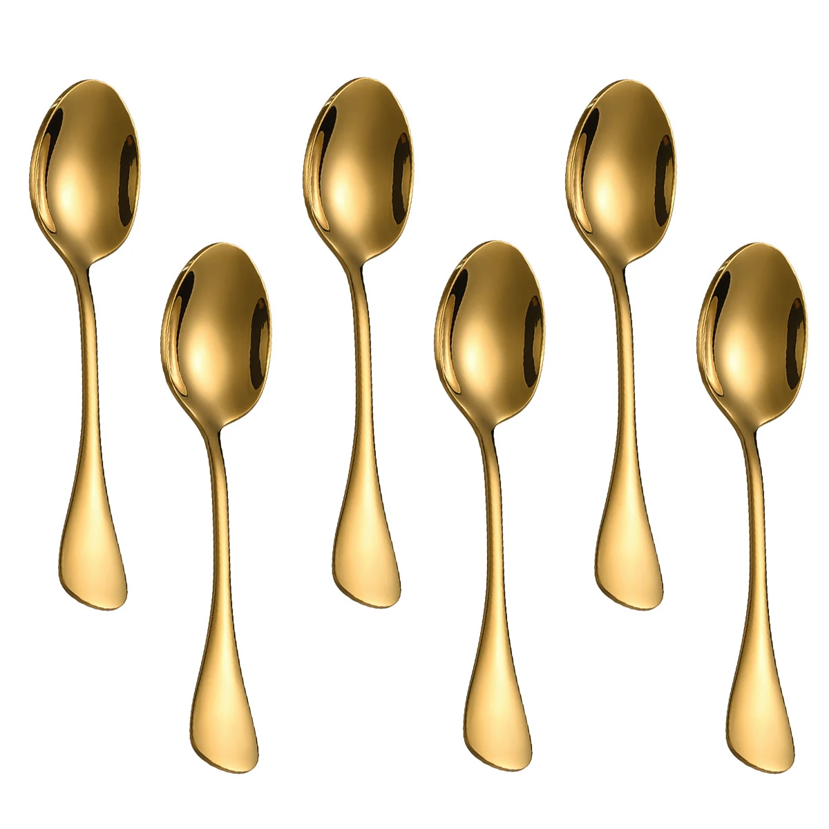(oro) Un Juego De 6 Cucharas De Café De Acero Inoxidable, Cucharas De Postre Y Cucharas De Té, Además De Mini Cucharas Doradas.