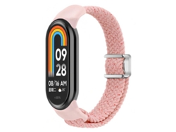 Bracelete Para Xiaomi Smart Band 10/9/8 - Nylon Trançado - Fivela Magnética Rosa Estrela