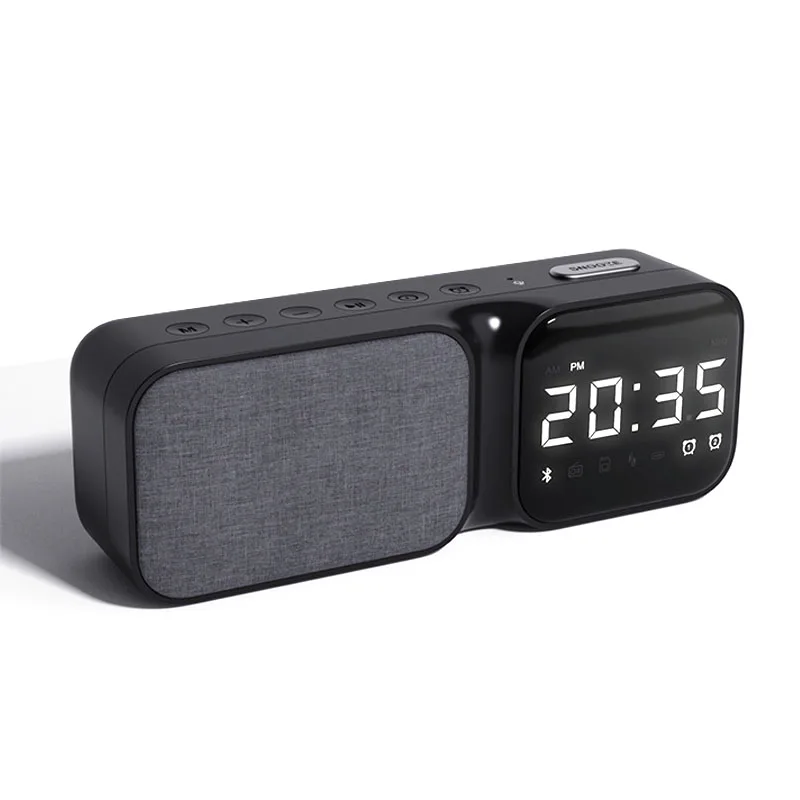 (negro) Radio Fm Portátil - Bluetooth - Reloj Despertador - Pantalla Led - Soporte Para Llamadas Manos Libres - Reproducción De Tarjeta Aux/tf
